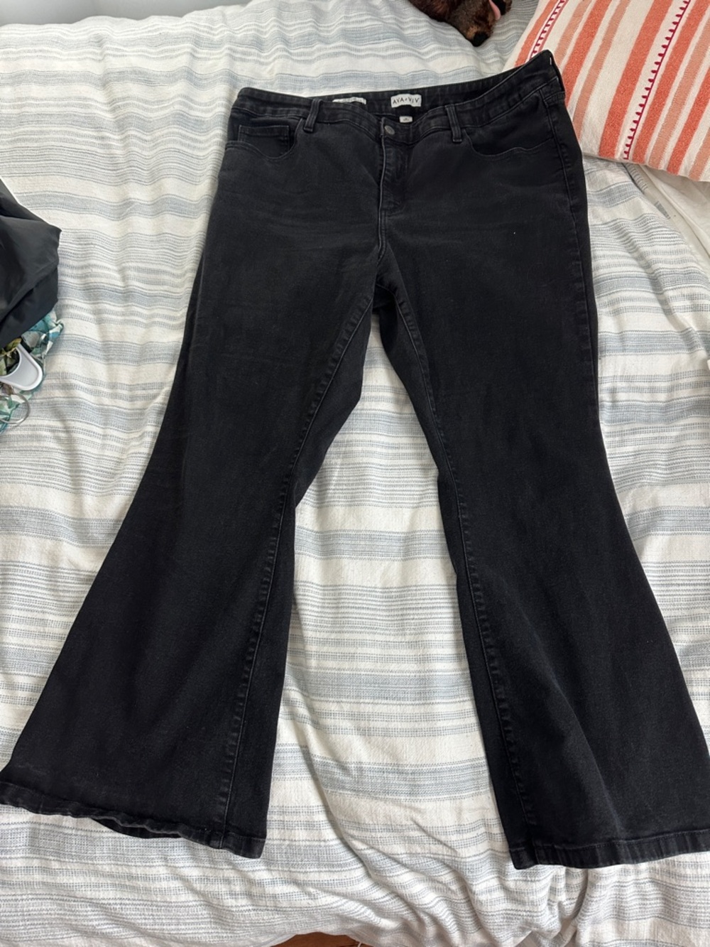 Ava & Viv High-Rise Flare Jeans — Black Wash